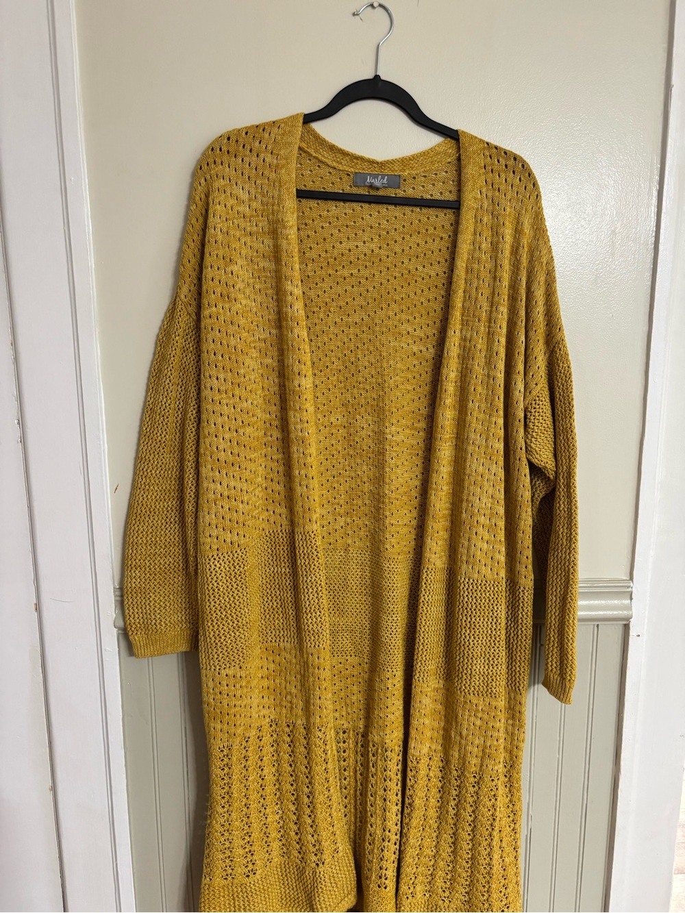 Maurices Mustard Open-Front Knit Cardigan